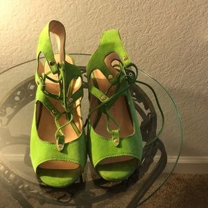 Sachs London Green Wedge Heel Shoes
